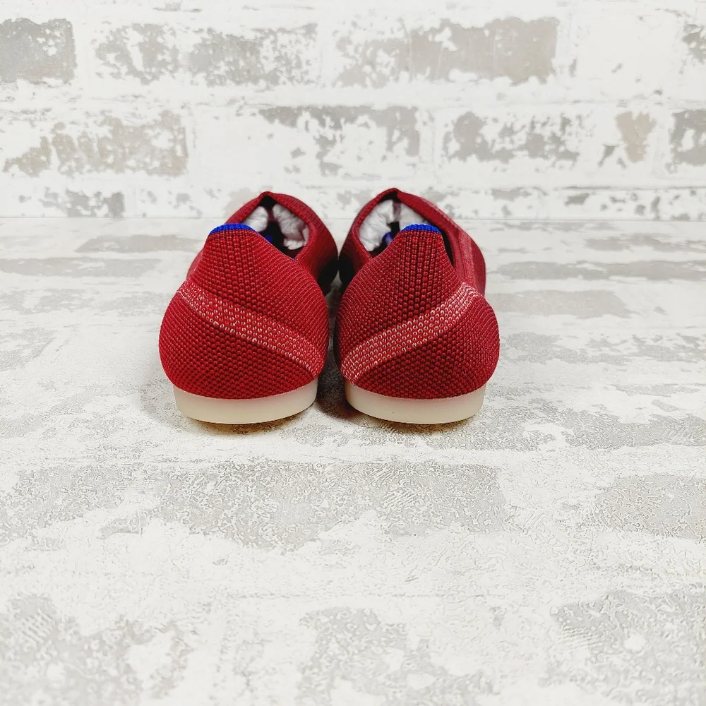 Rothy's Red Knit Pointed-Toe Flats with stripe